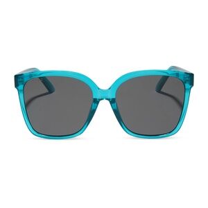 DIFF Hazel Square Turquoise Crystal & Grey Sunglasses